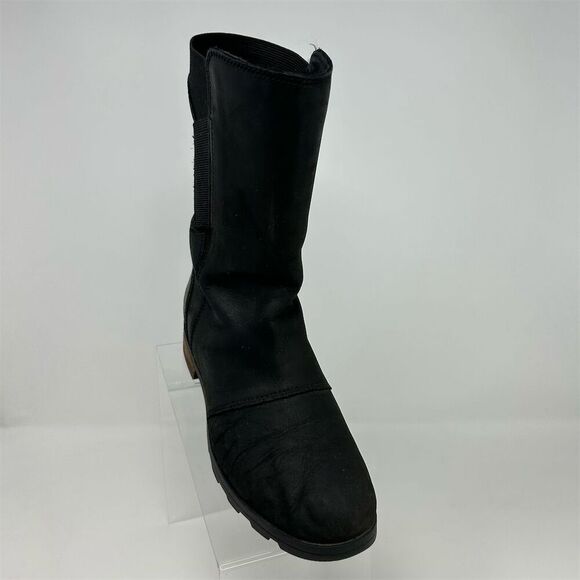 Sorel Women's Emelie Black Waterproof Pull On Mid-Calf Chelsea Boots Size 6.5 - Picture 4 of 13